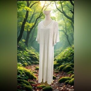 Croft & Barrow Crochet BOHO Maxi Dress. Off White. Size: XL